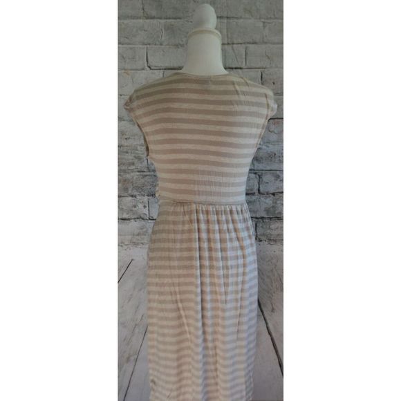 Merona Brown Tan Striped Sleeveless Pullover Dress Women's Size Medium - Picture 4 of 5